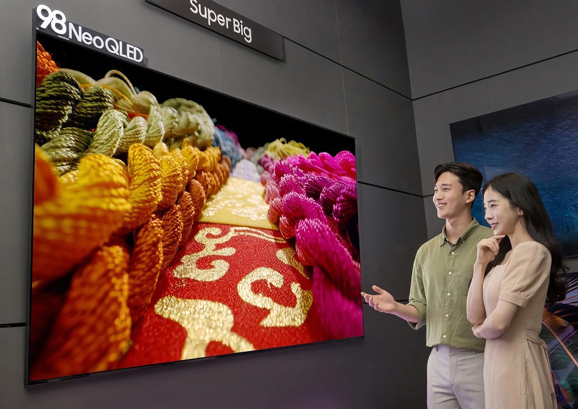 Samsung presentó un televisor inteligente QN100B Neo QLED TV de 98 pulgadas con pantalla 4K a 120 Hz y 20 mm de grosor por 32.000 dólares Samsung presentó un televisor inteligente QN100B Neo QLED TV de 98 pulgadas con pantalla 4K a 120 Hz y 20 mm de grosor por 32.000 dólares
