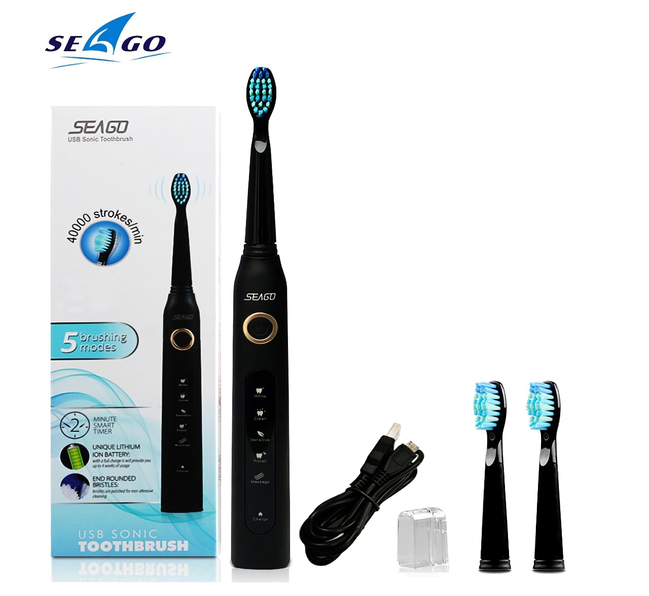 Seago Sonic SG507: cepillo eléctrico con tres cabezales, protección contra el agua y cinco modos de funcionamiento por 14 dólares
