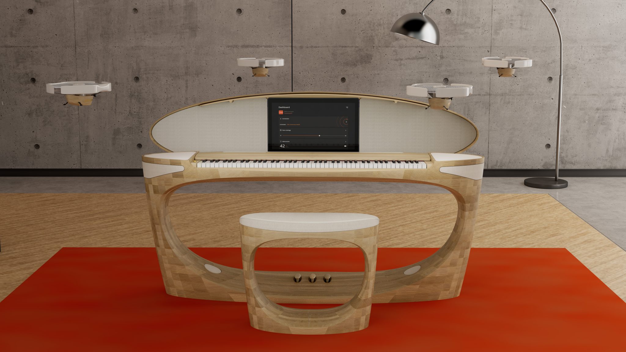 Roland anuncia un piano con una tableta integrada y drones como altavoces Roland anuncia un piano con una tableta integrada y drones como altavoces
