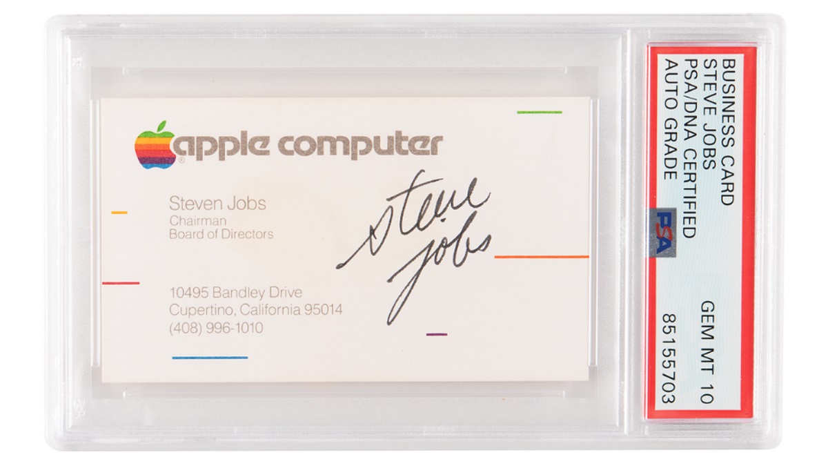 Una tarjeta de visita firmada por Steve Jobs vendida en una subasta por 180.000 dólares Una tarjeta de visita firmada por Steve Jobs vendida en una subasta por 180.000 dólares