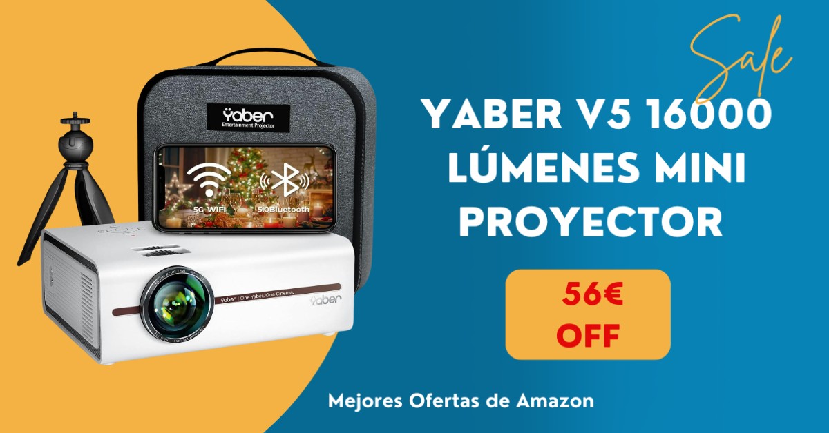 ¡Miniproyector YABER V5 de 16000 lúmenes con un descuento de 56€!