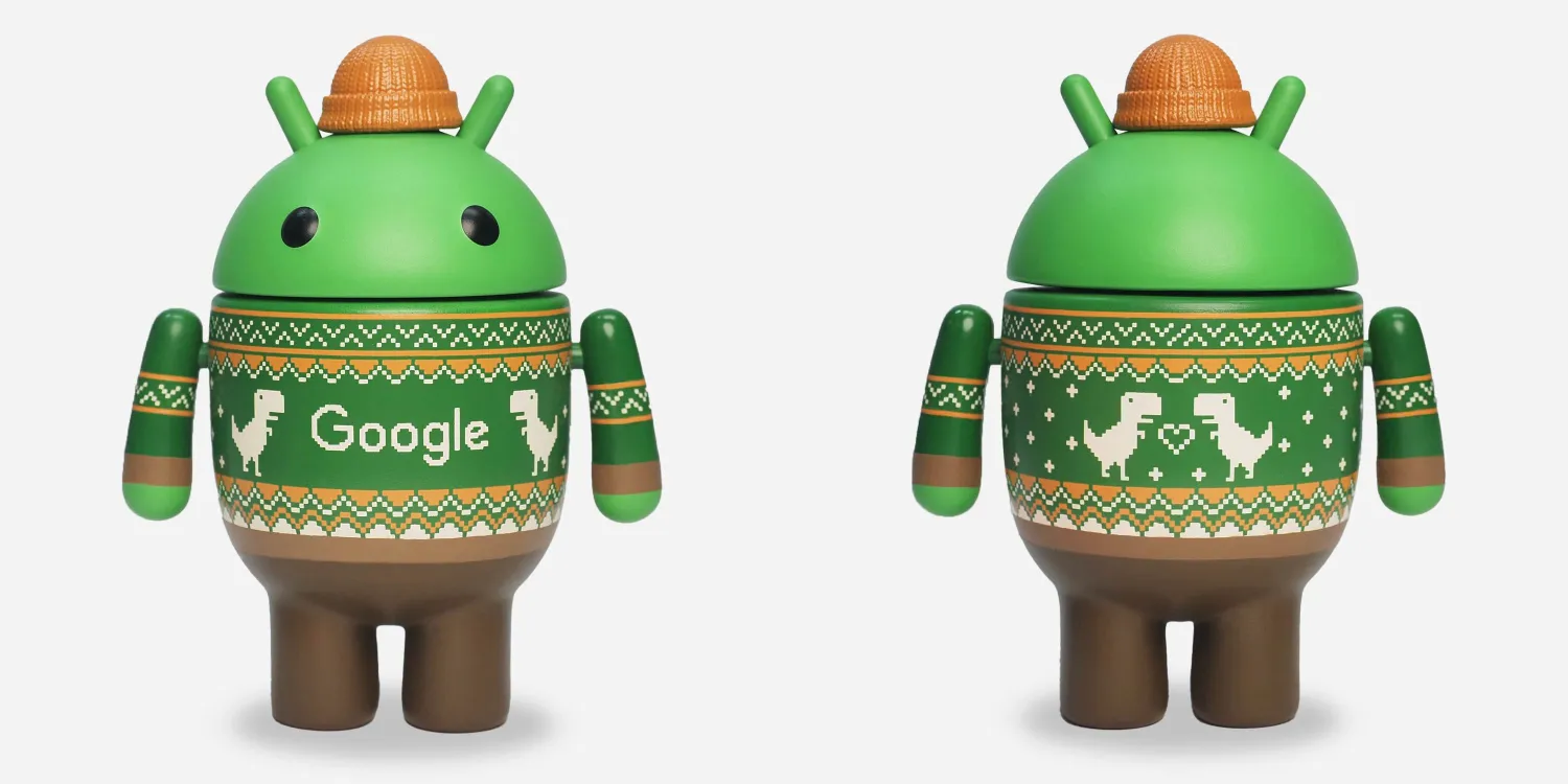 Google lanza una figura festiva de Android con jersey brillante y sombrero Google lanza una figura festiva de Android con jersey brillante y sombrero