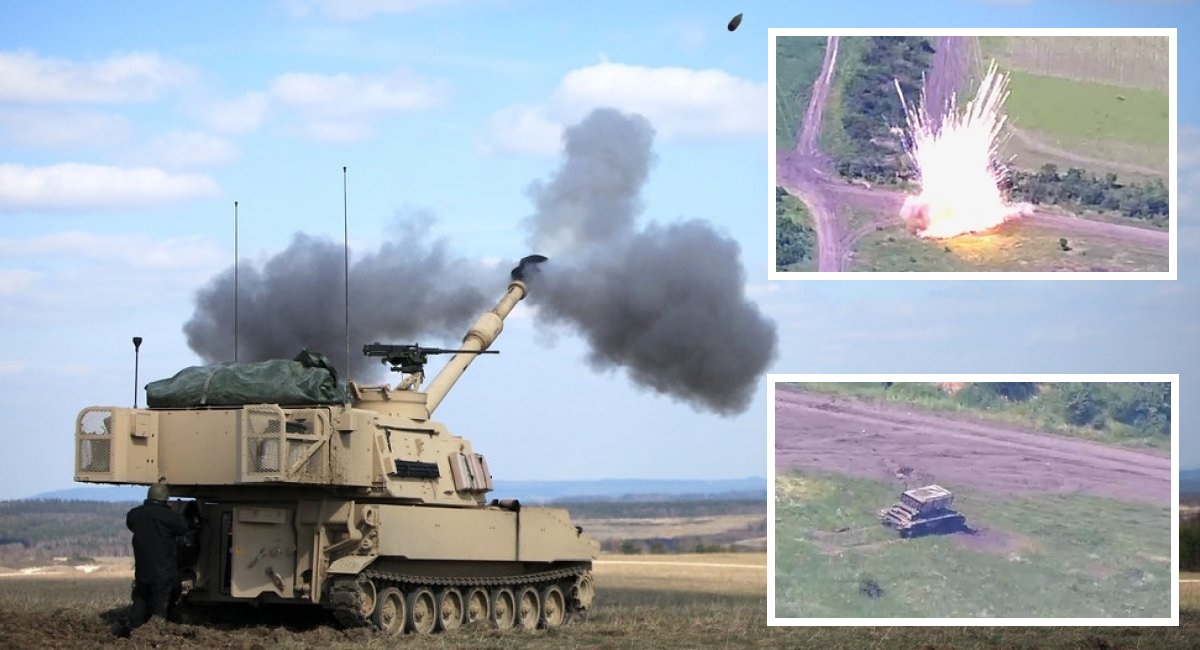 El obús autopropulsado M109A6 Paladin destruye el sistema de lanzallamas pesado ruso TOS-1A con proyectiles termobáricos de 220 mm. El obús autopropulsado M109A6 Paladin destruye el sistema de lanzallamas pesado ruso TOS-1A con proyectiles termobáricos de 220 mm.