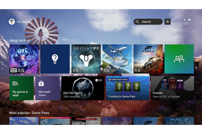 Un gran anuncio para Game Pass: Microsoft lanza una nueva versión de la pantalla de inicio de Xbox