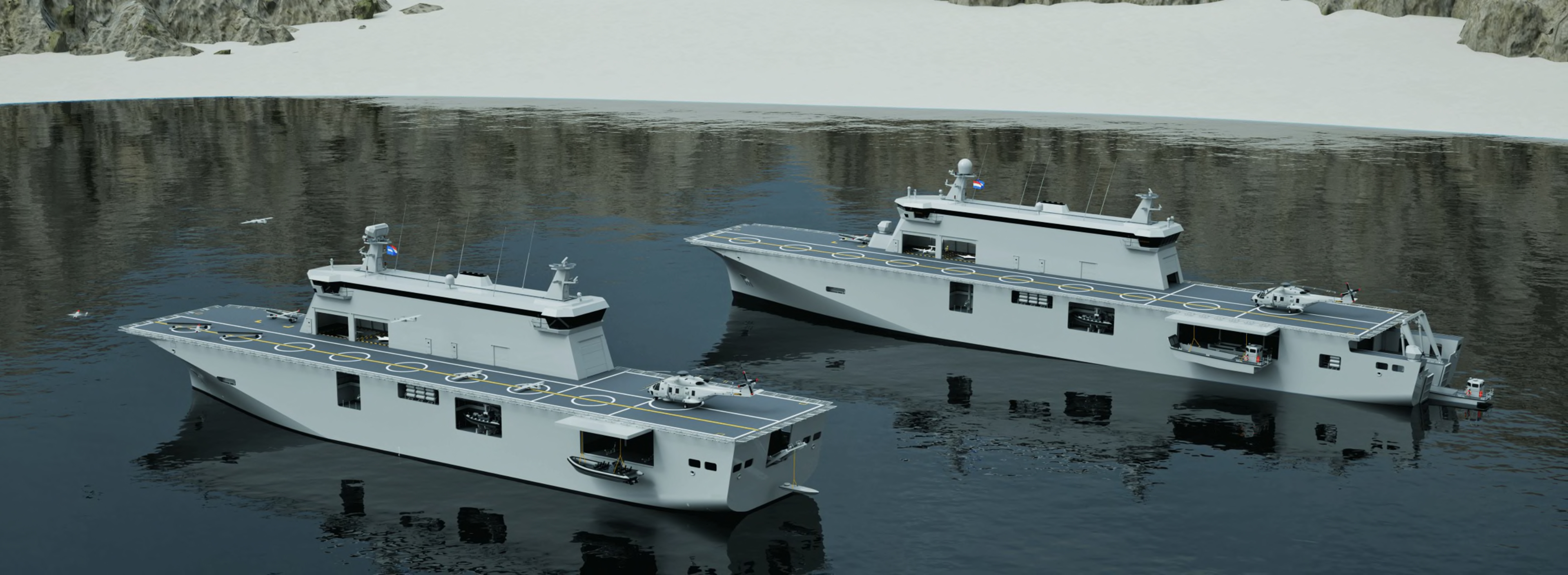 Portaaviones de drones: Portugal ha encargado a Damen Shipyards Group un buque de apoyo polivalente que puede transportar diferentes tipos de drones