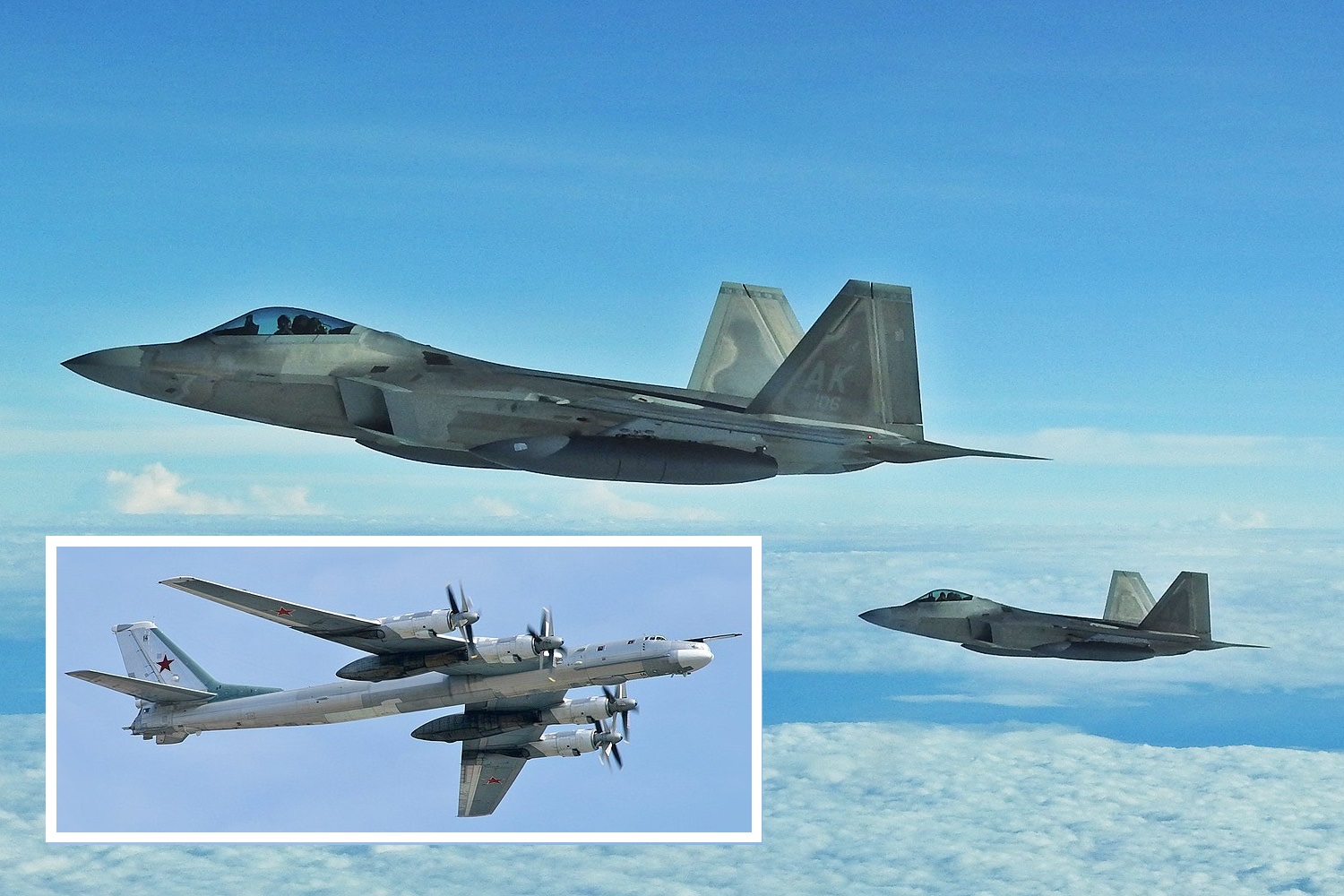 Cazas F-22 de quinta generación interceptan dos bombarderos nucleares rusos Tu-95 cerca de Alaska Cazas F-22 de quinta generación interceptan dos bombarderos nucleares rusos Tu-95 cerca de Alaska