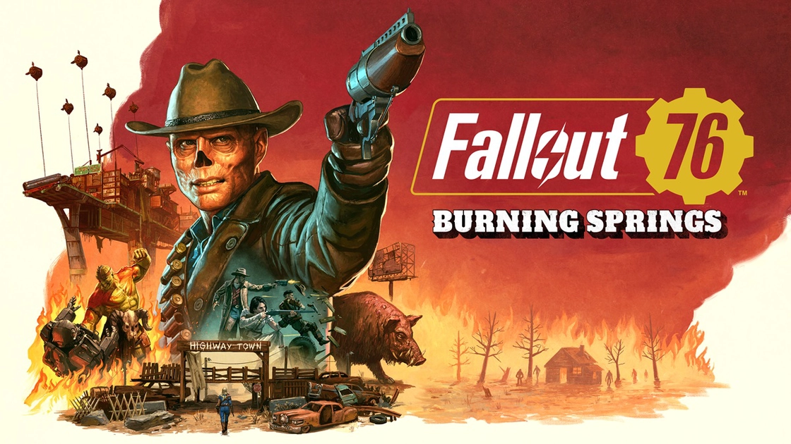 Primera vista del infierno industrial: póster de Fallout 76: Burning Springs