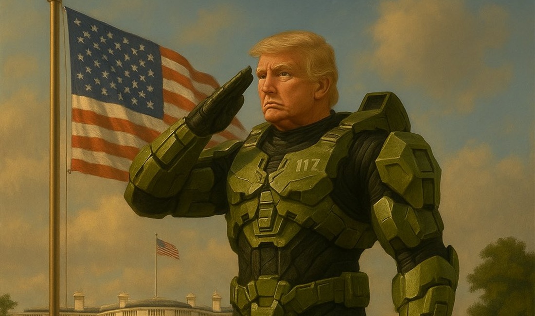 ¿Qué une a Trump y al legendario héroe de Halo? Cómo Trump se prueba el casco de Master Chief