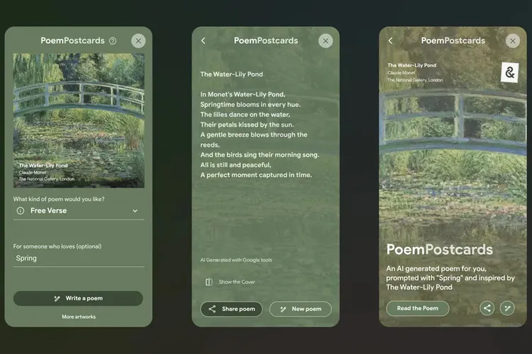 Google Arts & Culture ha aprendido a crear postales con poemas generados por inteligencia artificial Google Arts & Culture ha aprendido a crear postales con poemas generados por inteligencia artificial
