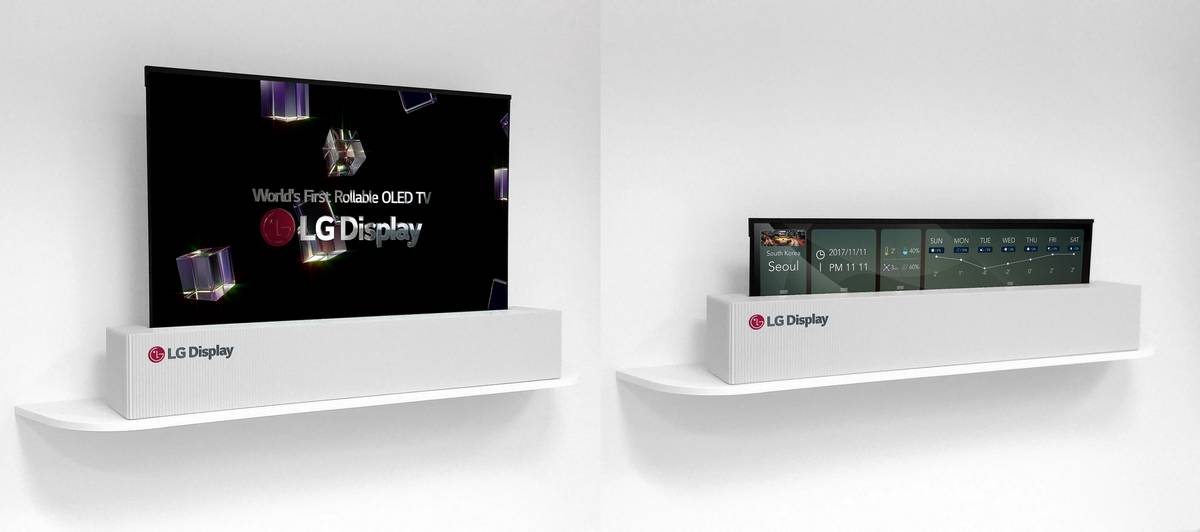 LG presentó el primer televisor del mundo, que se puede enrollar en un tubo