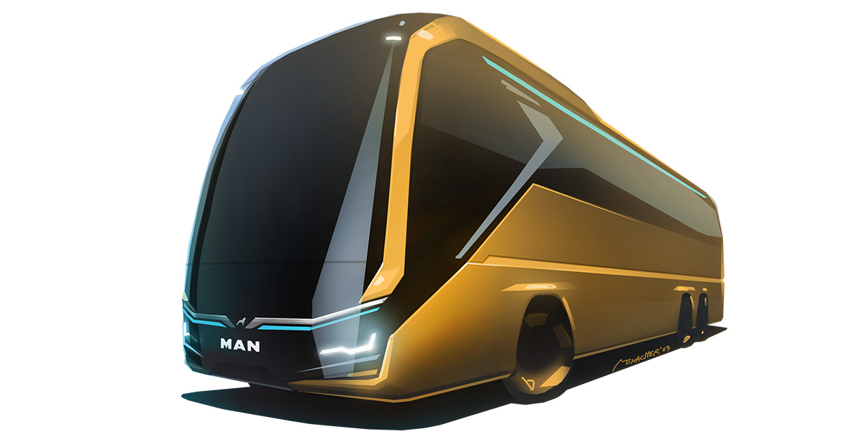 Revelando el boceto del nuevo autobús eléctrico Lion's Coach E de MAN El futuro eléctrico: un primer vistazo al MAN Lion's Coach E
