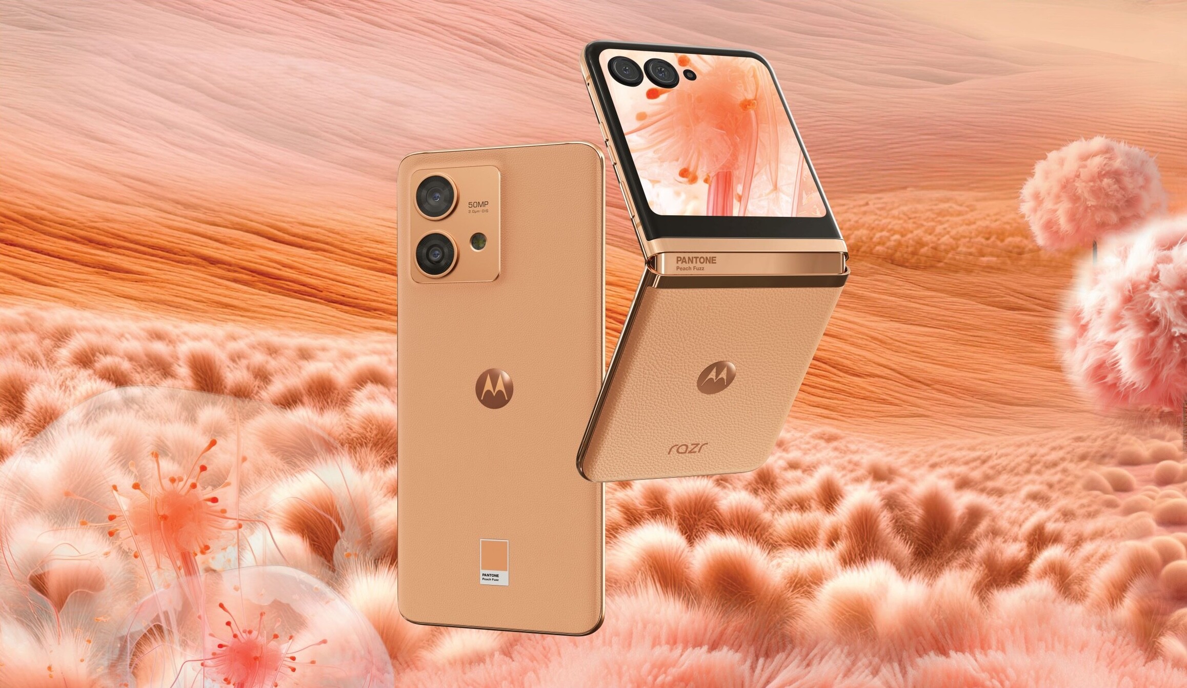 Motorola presenta el Razr 40 Ultra y el Edge 40 Neo en Peach Fuzz, el color de 2024 según Pantone