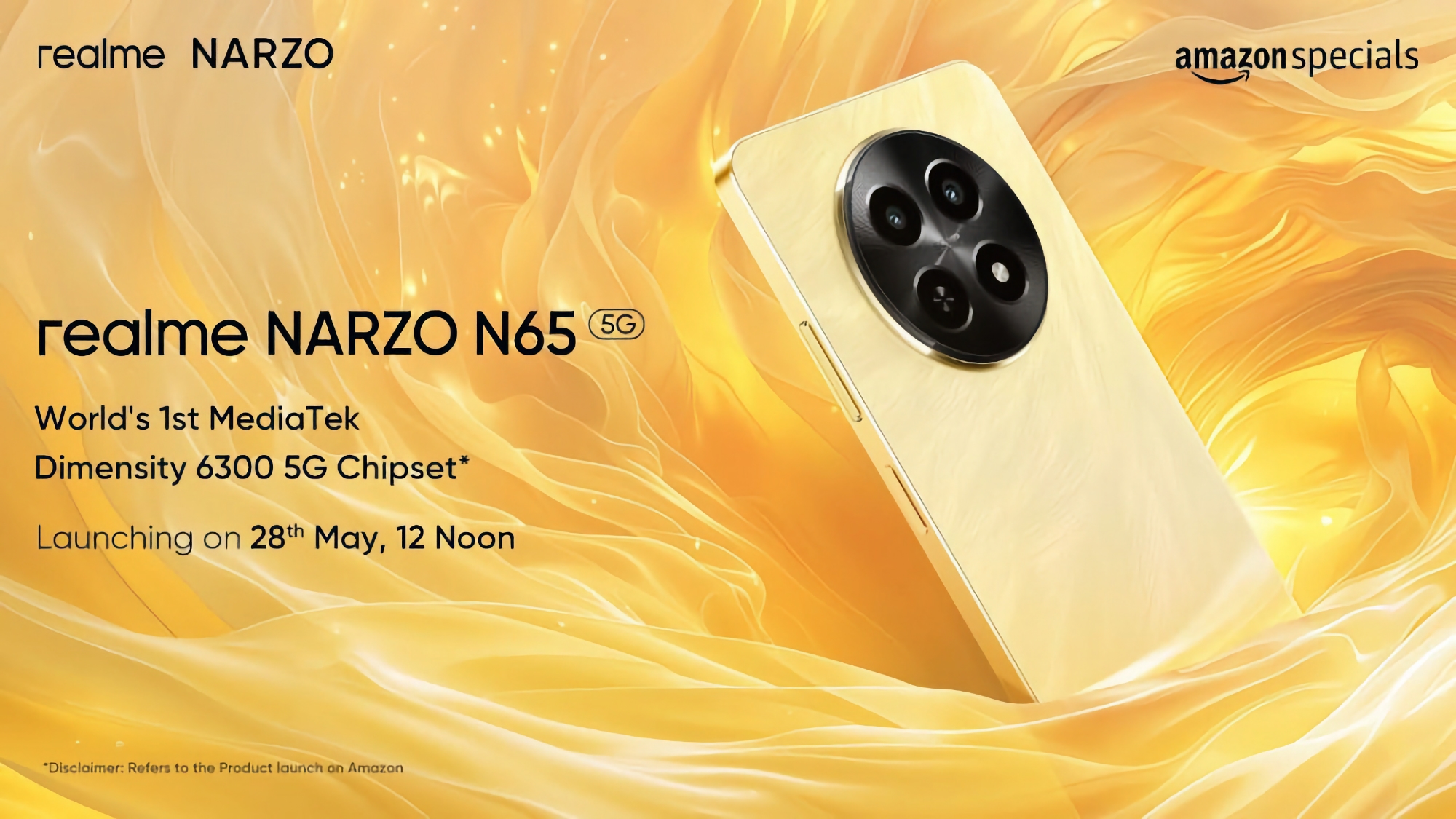 realme presentará el 28 de mayo el smartphone económico Narzo N65 5G con procesador MediaTek Dimensity 6300 a bordo realme presentará el 28 de mayo el smartphone económico Narzo N65 5G con procesador MediaTek Dimensity 6300 a bordo