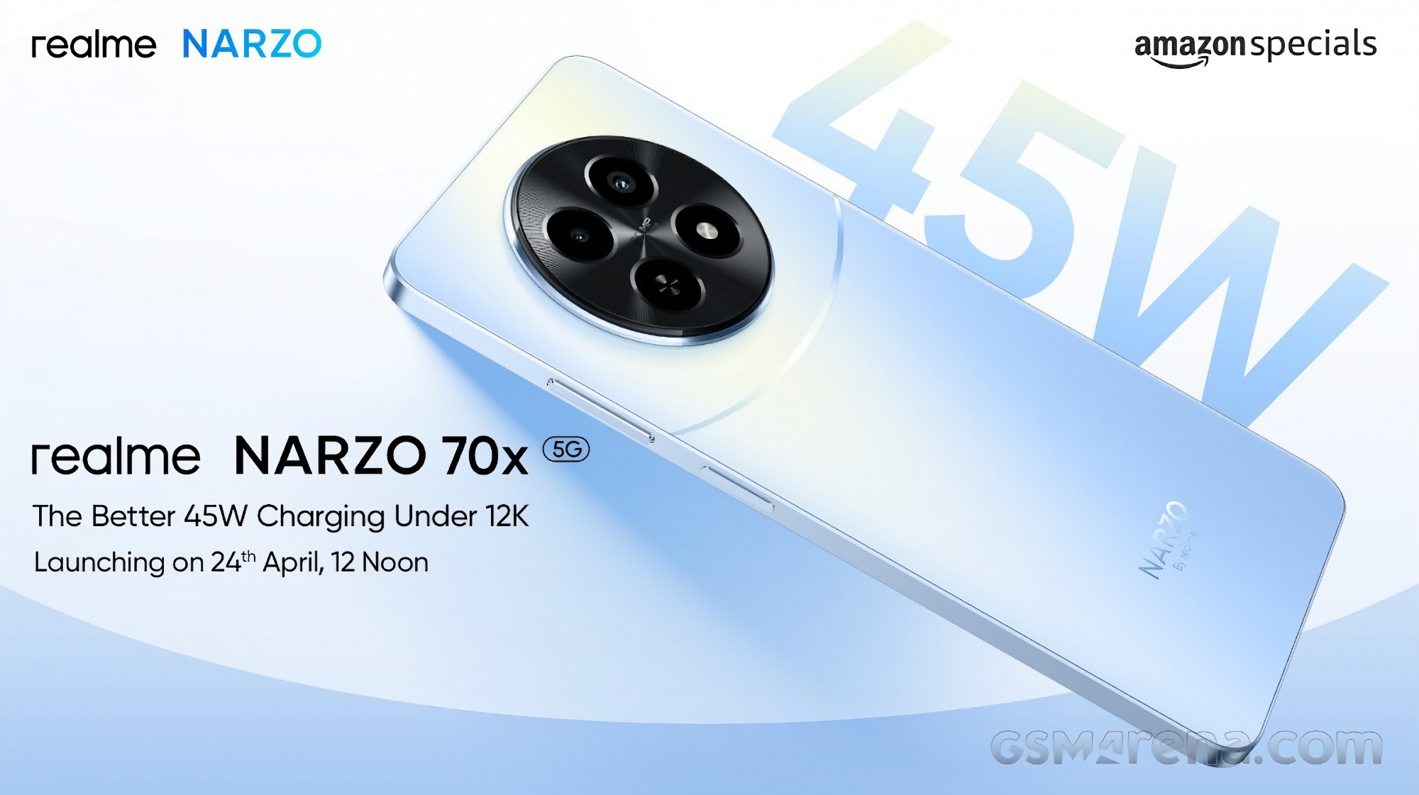 Narzo 70x 5G realme Narzo 70x con cámara de 50 MP y carga de 45W debutará el 24 de abril Narzo 70x 5G realme Narzo 70x con cámara de 50 MP y carga de 45W debutará el 24 de abril