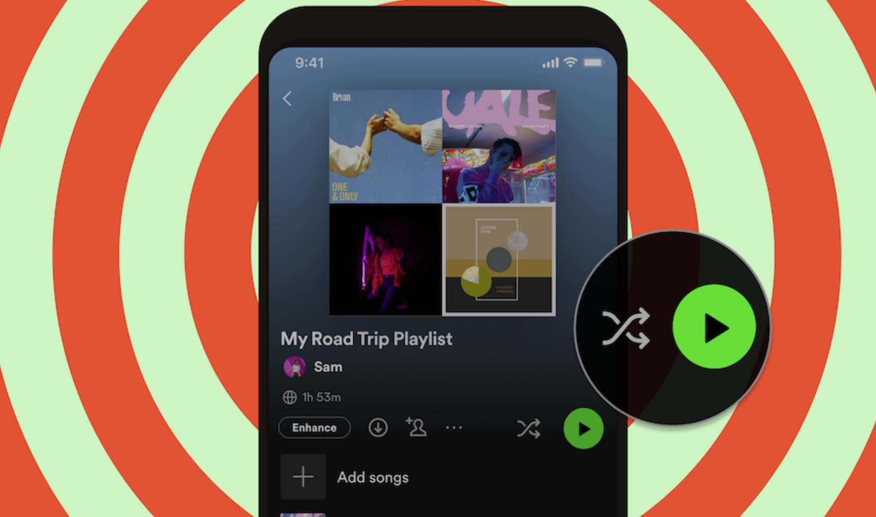 Se han añadido botones de reproducción y reproducción aleatoria a todas las listas de reproducción y álbumes de Spotify. Se han añadido botones de reproducción y reproducción aleatoria a todas las listas de reproducción y álbumes de Spotify.