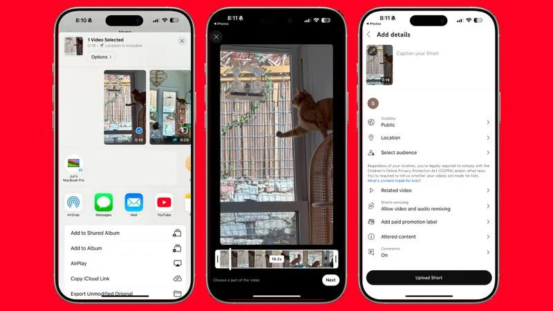 YouTube restablece la compatibilidad con iOS Share Sheet para subir vídeos desde el iPhone