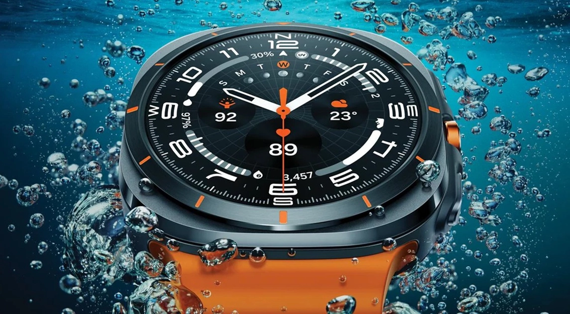 Filtraciones muestran el nuevo diseño del Galaxy Watch Ultra 2 con bisel numerado y botón Quick Button en naranja.