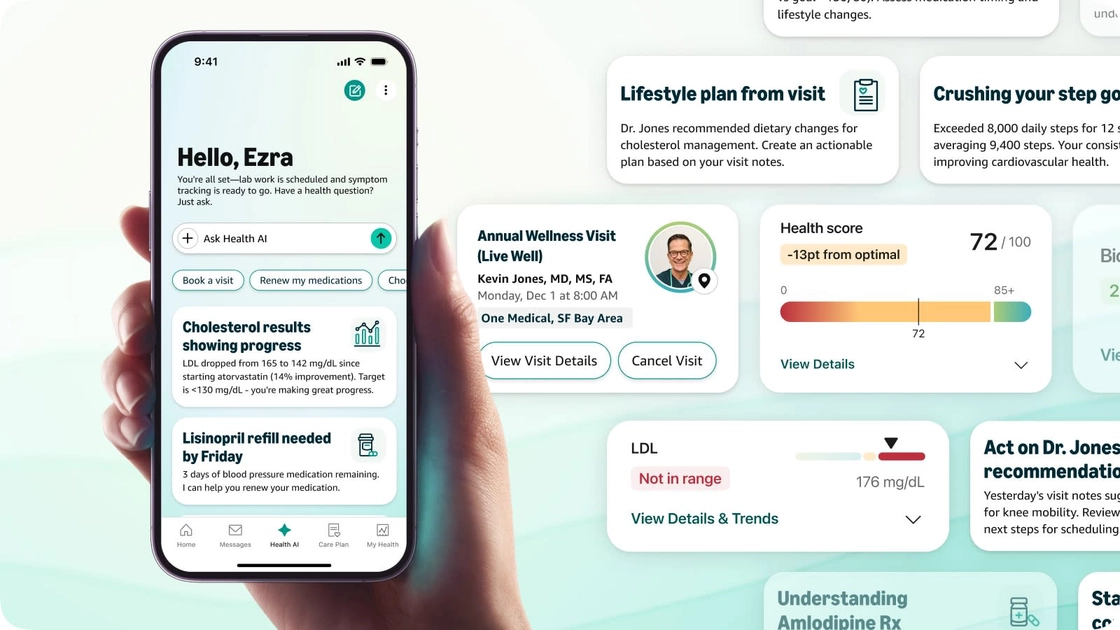 Nuevo nivel de personalización: la interfaz de One Medical muestra el estado de salud