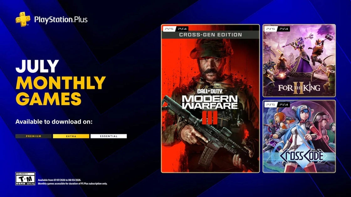 Call of Duty: Modern Warfare III, For the King II y CrossCode, disponibles en PS Plus del 7 de julio al 3 de agosto de 2026.