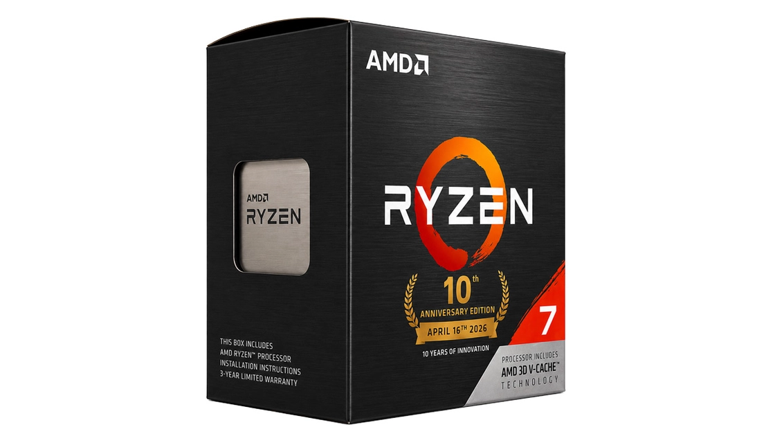 La nueva caja del AMD Ryzen 7 5800X3D 10th Anniversary Edition. Imagen: 99deals
