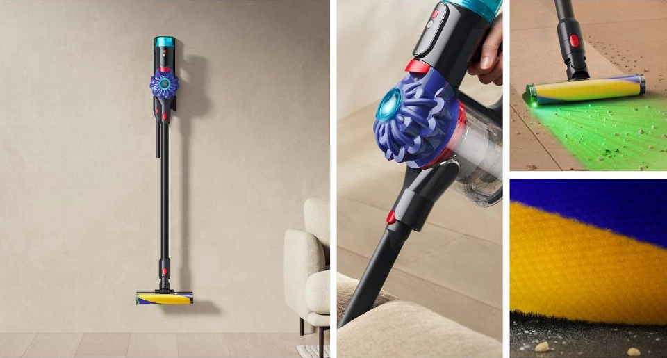 El nuevo Dyson V10 Optic con iluminación láser verde. Ilustración: Dyson