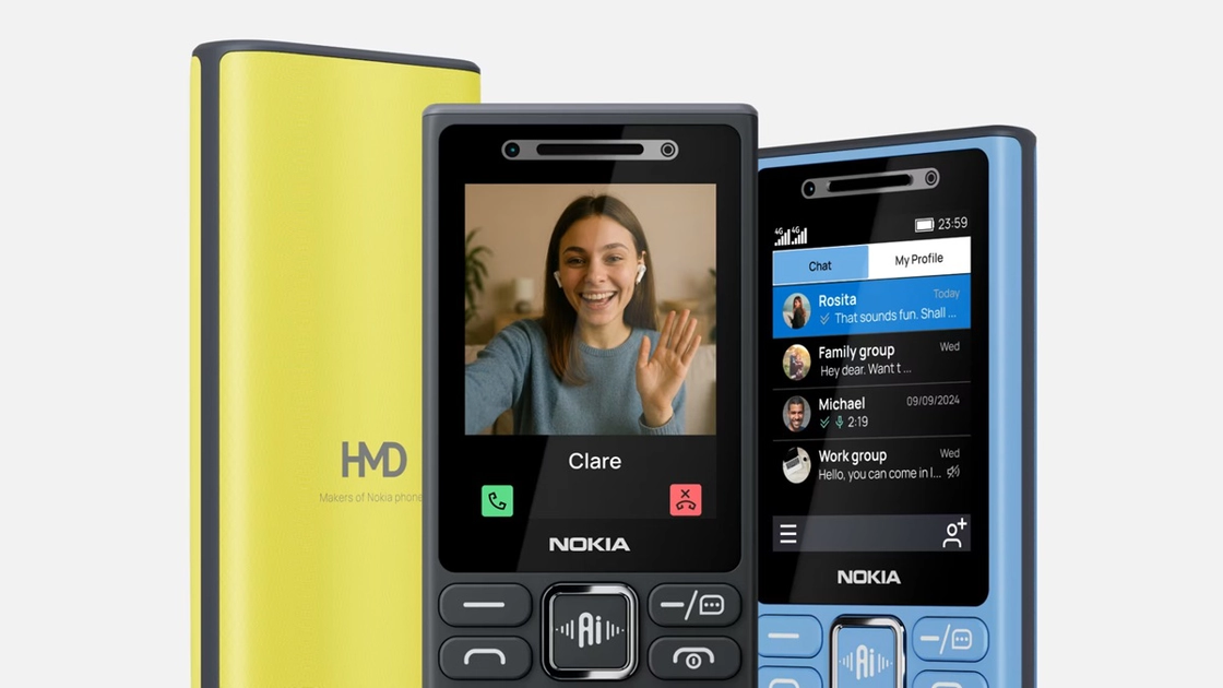 Los cuatro nuevos Nokia 4G de HMD comparten diseño de teclado clásico, puerto USB-C y botón dedicado al asistente Sikey AI.