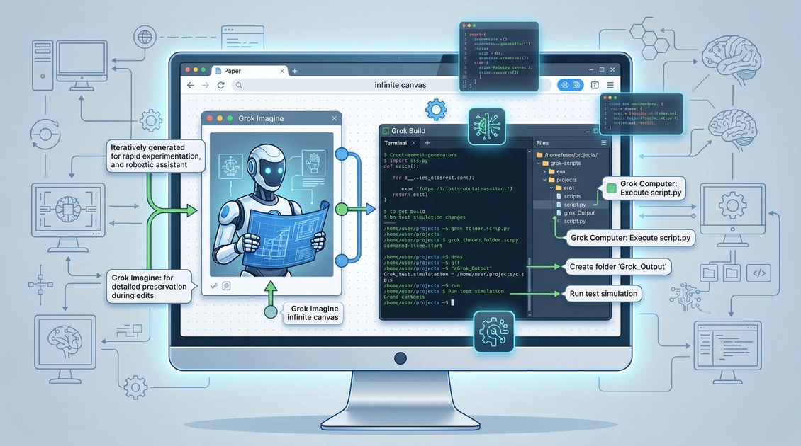La plataforma Paper integra Grok Imagine para edición de imágenes iterativa en un lienzo colaborativo.