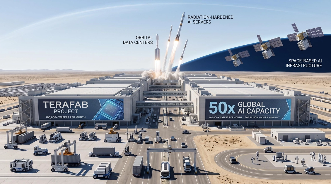 Terafab, la planta conjunta de Tesla, SpaceX y xAI, planea producir hasta 200.000 millones de chips de IA al año en su campus de Austin, Texas.