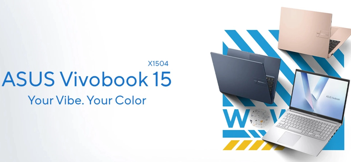 El ASUS Vivobook 15 (2026) en su variante Quiet Blue, con teclado retroiluminado y tecla Copilot dedicada.