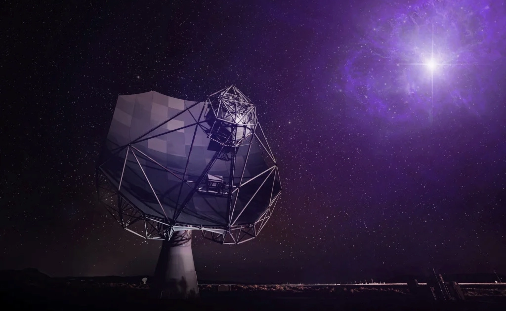 Trabajando junto al VLA, la antena prototipo del ngVLA generó esta imagen de radio del núcleo galáctico activo 3C84 en el cúmulo de Perseo. Ilustración: NSF / AUI / NSF NRAO / B.Saxton