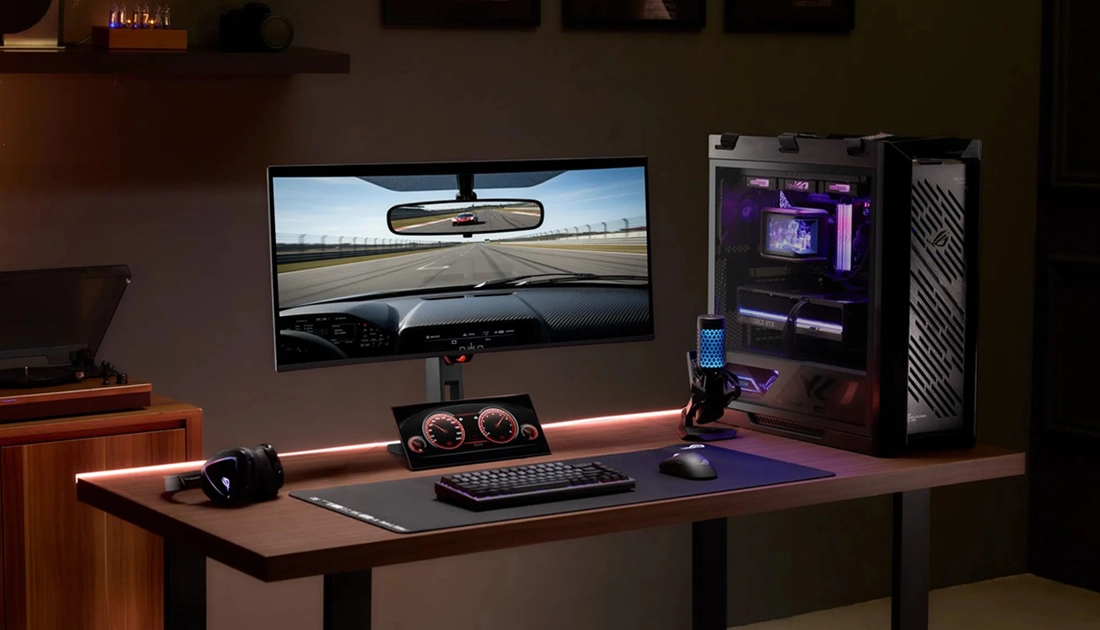 El ROG Strix OLED XG34WCDMS monta un panel Tandem QD-OLED de quinta generación con curvatura de 800R y resolución UWQHD.