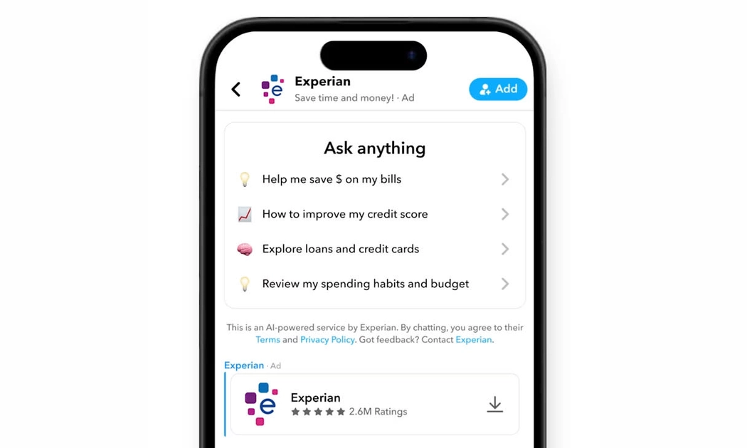 Los AI Sponsored Snaps aparecen en el chat como conversaciones normales, etiquetados como anuncios.