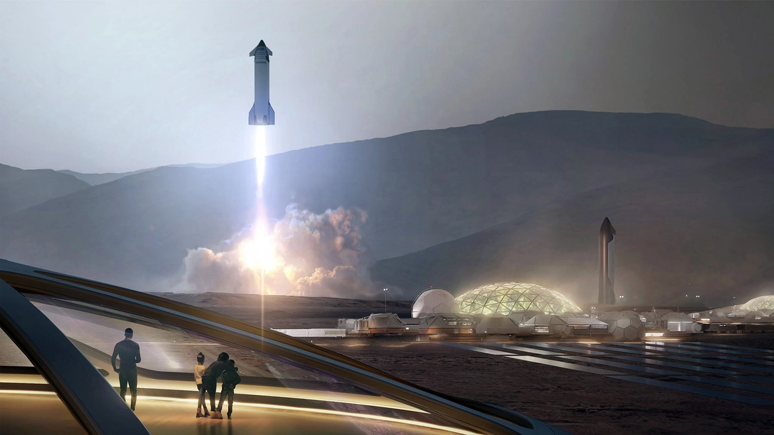 SpaceX planea colonizar Marte como condición para el mayor paquete de compensación corporativa de la historia. Ilustración: SpaceX