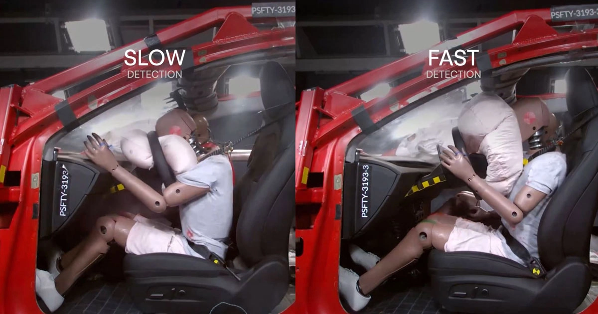 Tesla Vision analiza las trayectorias del tráfico circundante para anticipar impactos frontales antes de que se produzcan.