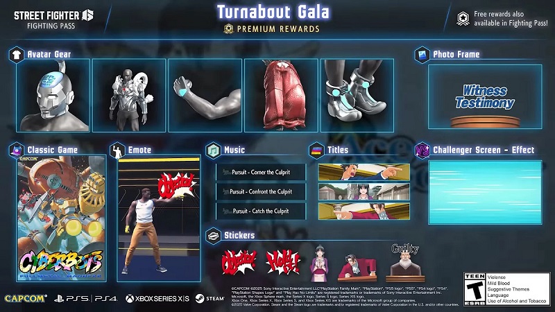 Póster del pase de batalla de la Gala Turnabout Póster del pase de combate de la Gala Turnabout para Street Fighter 6