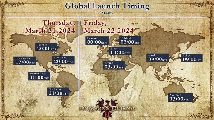 Capcom ha revelado la hora exacta y la fecha de lanzamiento de Dragon's Dogma 2 en diferentes partes del mundo-2 Capcom ha revelado la hora exacta y la fecha de lanzamiento de Dragon's Dogma 2 en diferentes partes del mundo-2