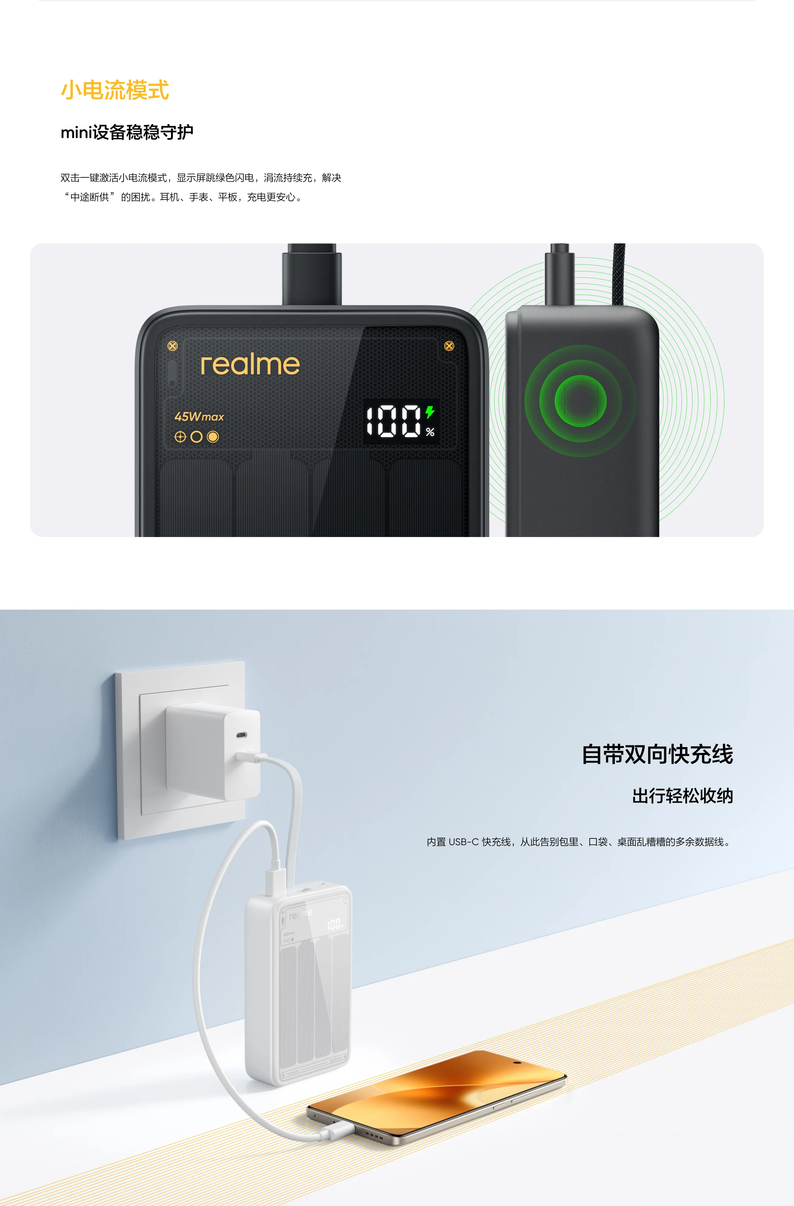Puertos del Realme 45W Power Bank
