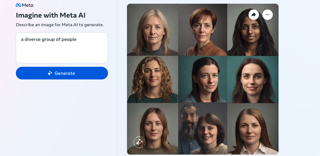 Meta AI tiene problemas para generar imágenes de personas de distintas razas Meta AI tiene problemas para generar imágenes de personas de distintas razas