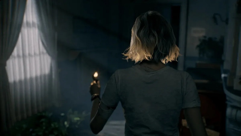 Una escena de Resident Evil 9: Grace con un encendedor Una escena de Resident Evil 9: Grace con un encendedor