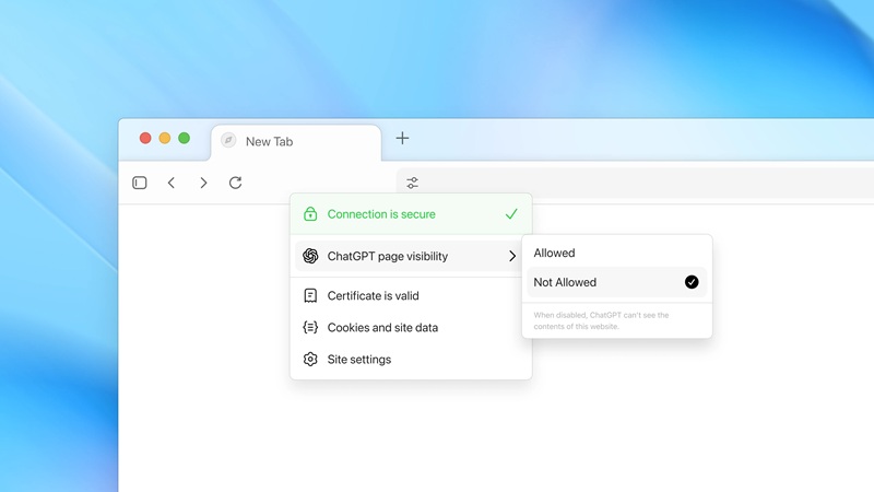 Interface of the new browser Interface of the new browser