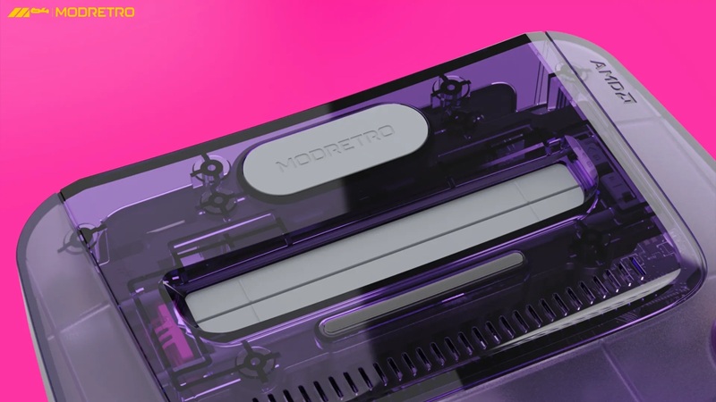 Consola ModRetro M64 con una carcasa transparente
