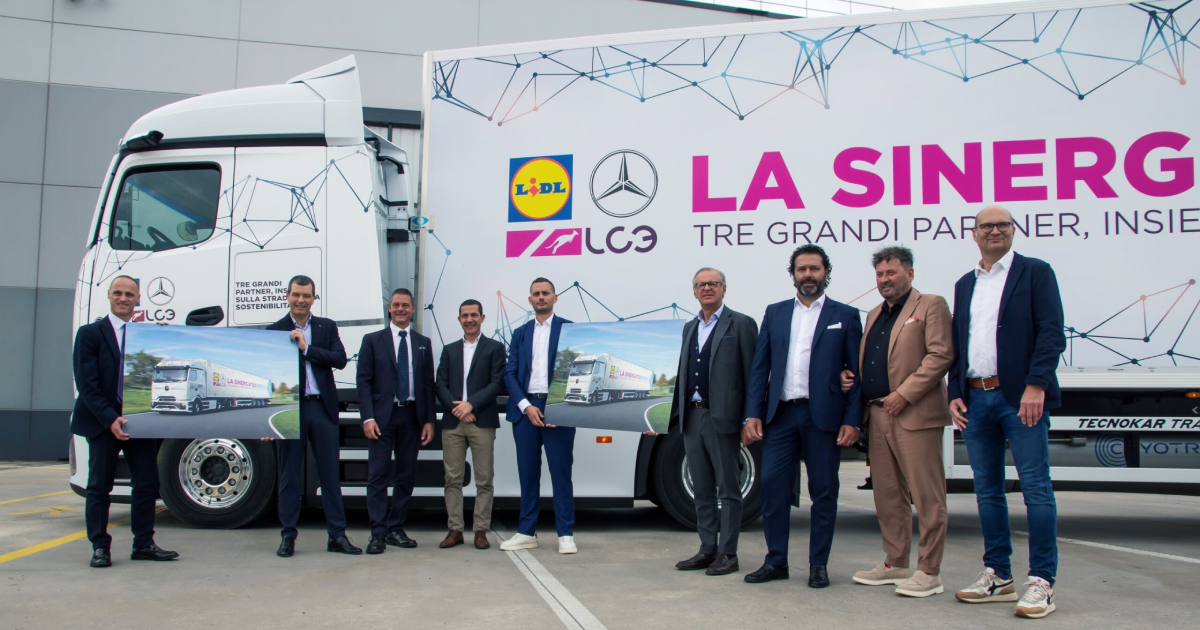 Mercedes-Benz eActros 600 para Lidl Italia Lidl Italia es la primera empresa en Italia con un Mercedes-Benz eActros 600 totalmente eléctrico