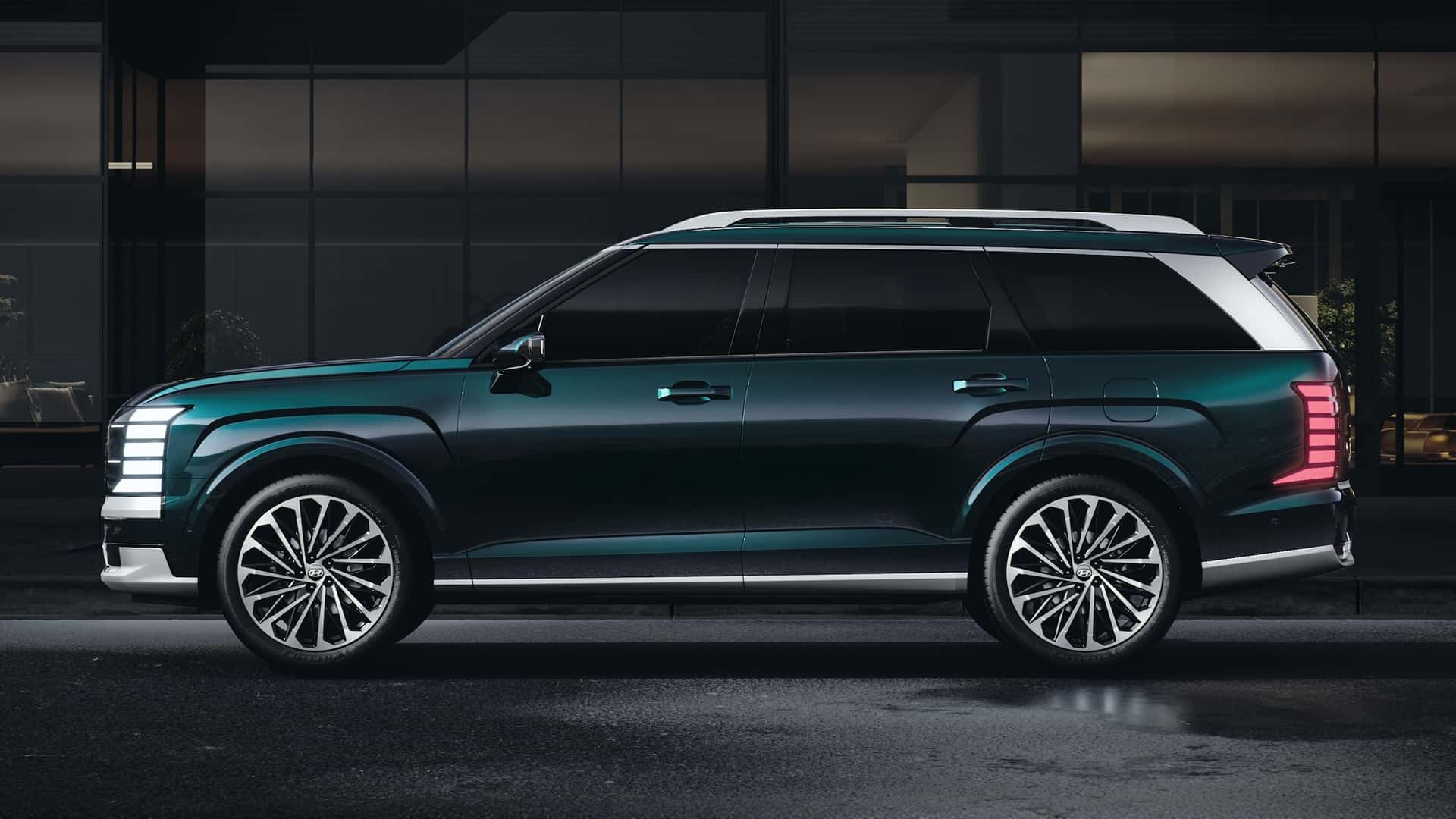 Vista lateral del Hyundai Palisade Vista lateral del Hyundai Palisade