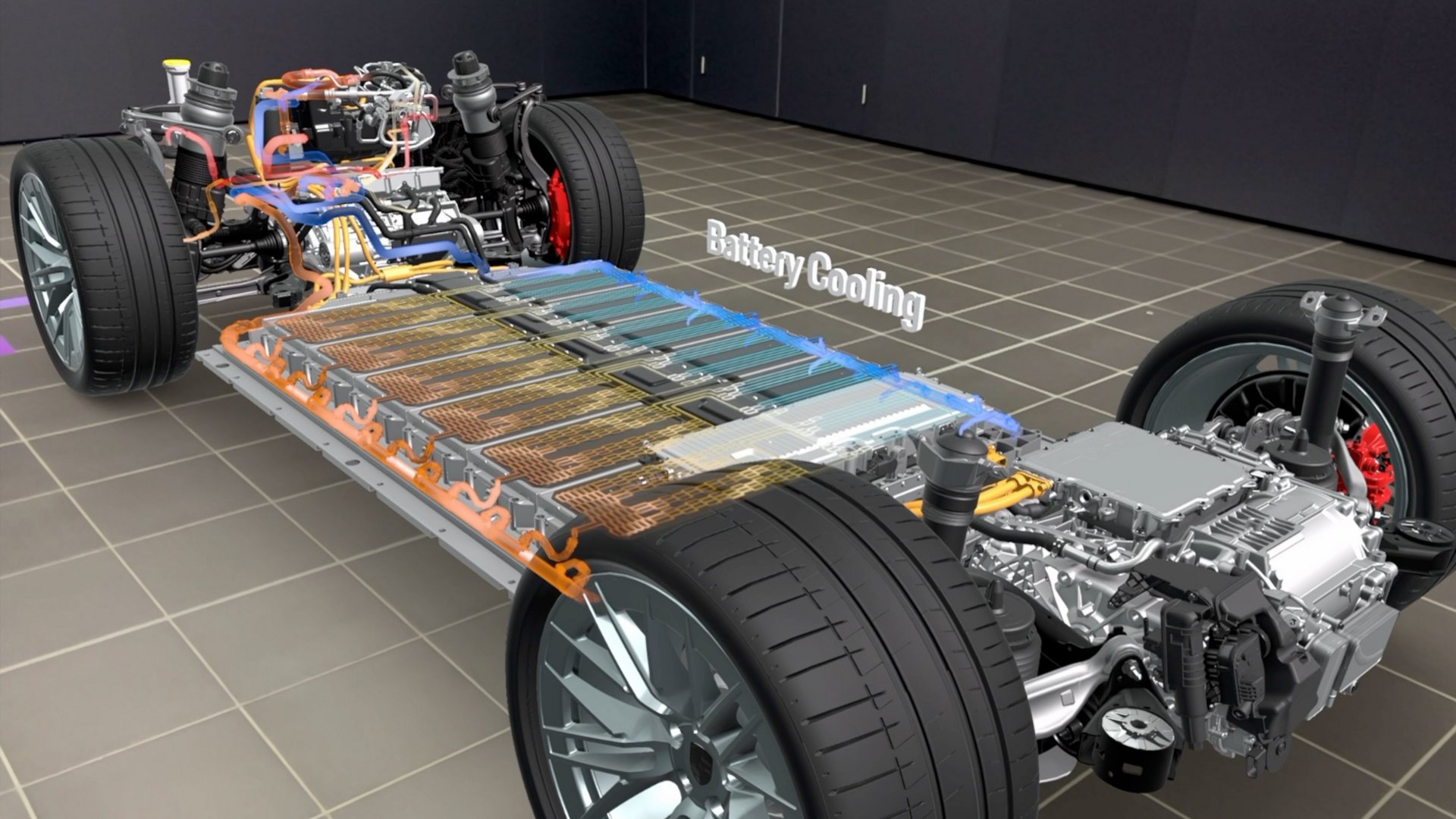 Ubicación de la batería y el motor del Porsche Cayenne Eléctrico