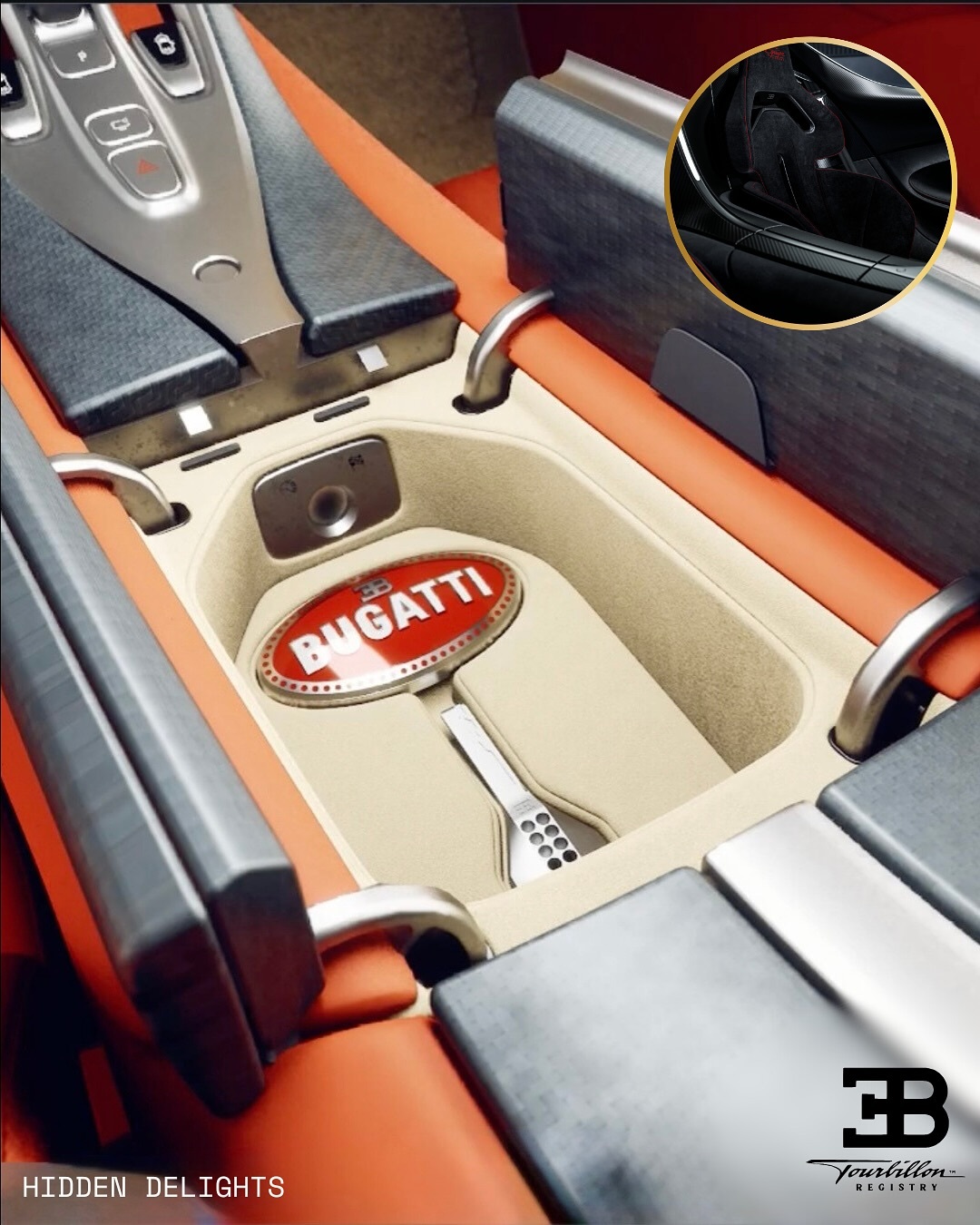 Contenido de la consola central del Bugatti Tourbillon