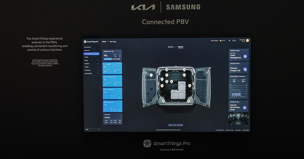 Kia y Samsung se unen para integrar SmartThings Pro en los PBV de Kia. Ilustración: Kia Un gran plan para integrar las soluciones de Kia y Samsung