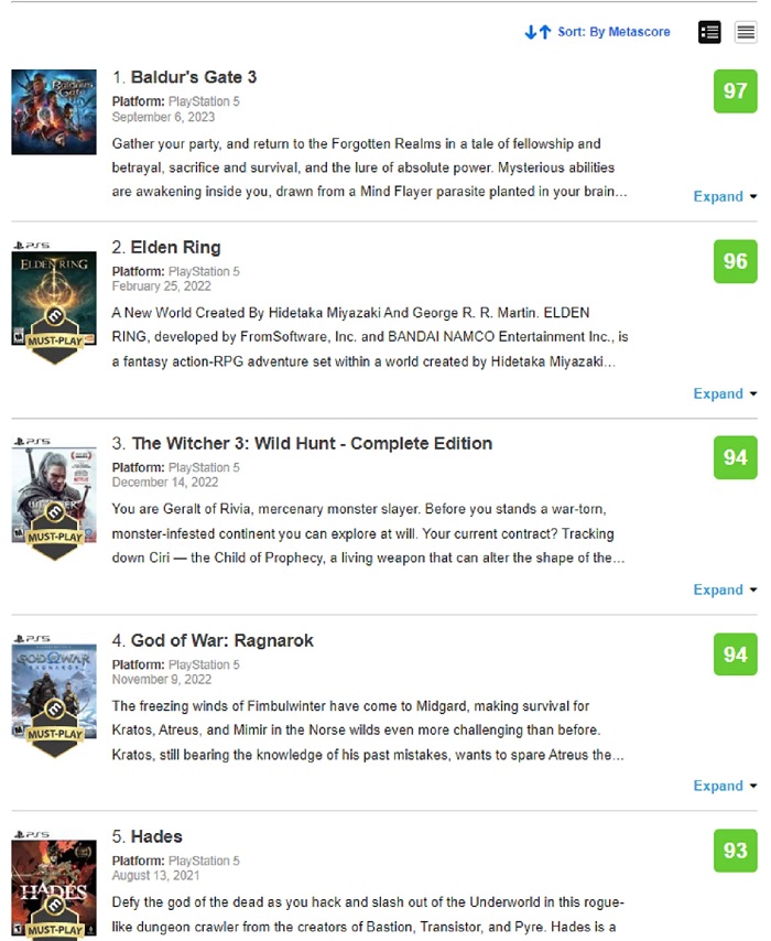 Elden Ring no puede resistirse a Baldur's Gate III: el juego de Larian Studios se ha convertido en el proyecto mejor valorado para PlayStation 5 según Metacritic-2