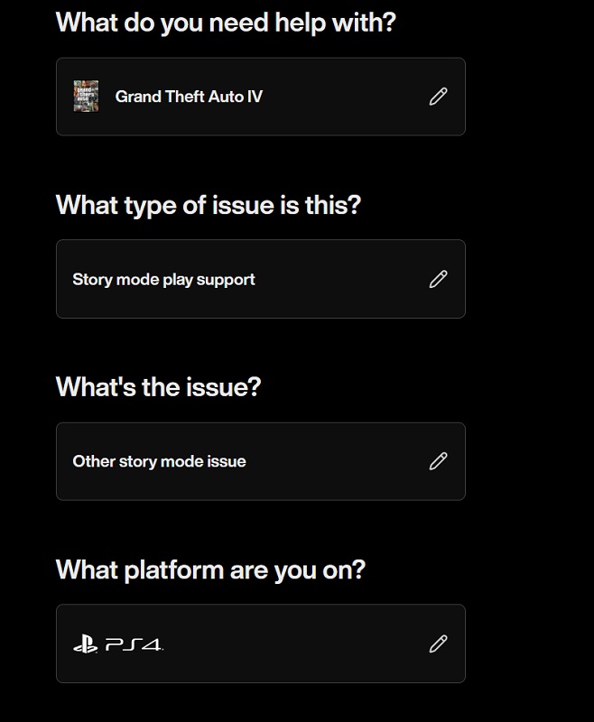 ¿Es real el remaster de GTA IV? El sitio web de Rockstar confirmó indirectamente el relanzamiento del famoso juego de acción criminal Captura de pantalla del sitio de soporte de Rockstar Games que muestra PS4 como la plataforma para GTA IV