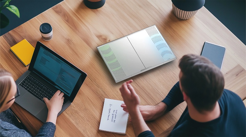 Concepto de portátil Compal Infinite con pantalla ampliable