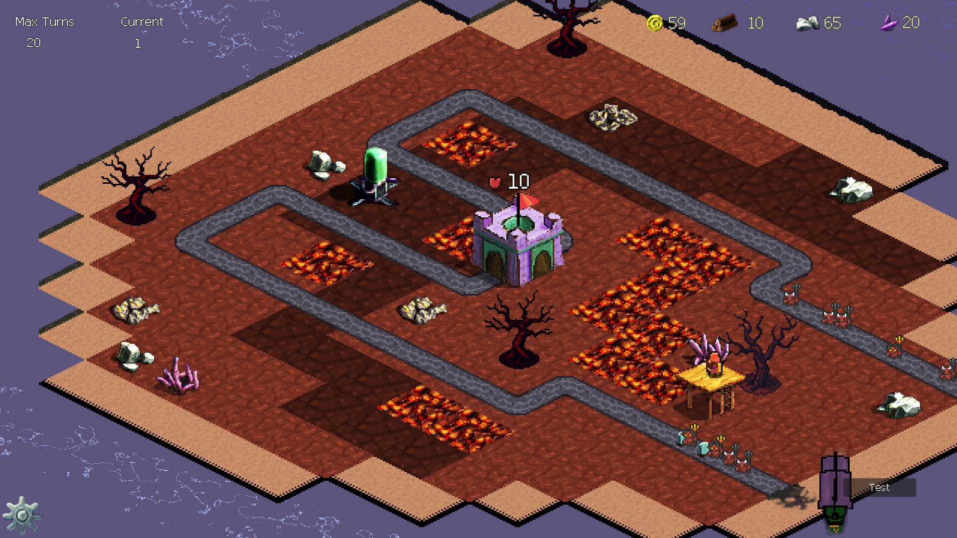 Captura de pantalla de un mapa con elementos de juego de cartas en Guardian Grids Captura de pantalla de un mapa con elementos de juego de cartas en Guardian Grids